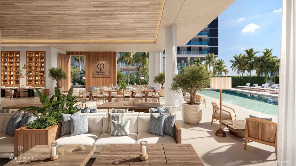 One twenty Brickell signature club, piscina del proyecto y área común