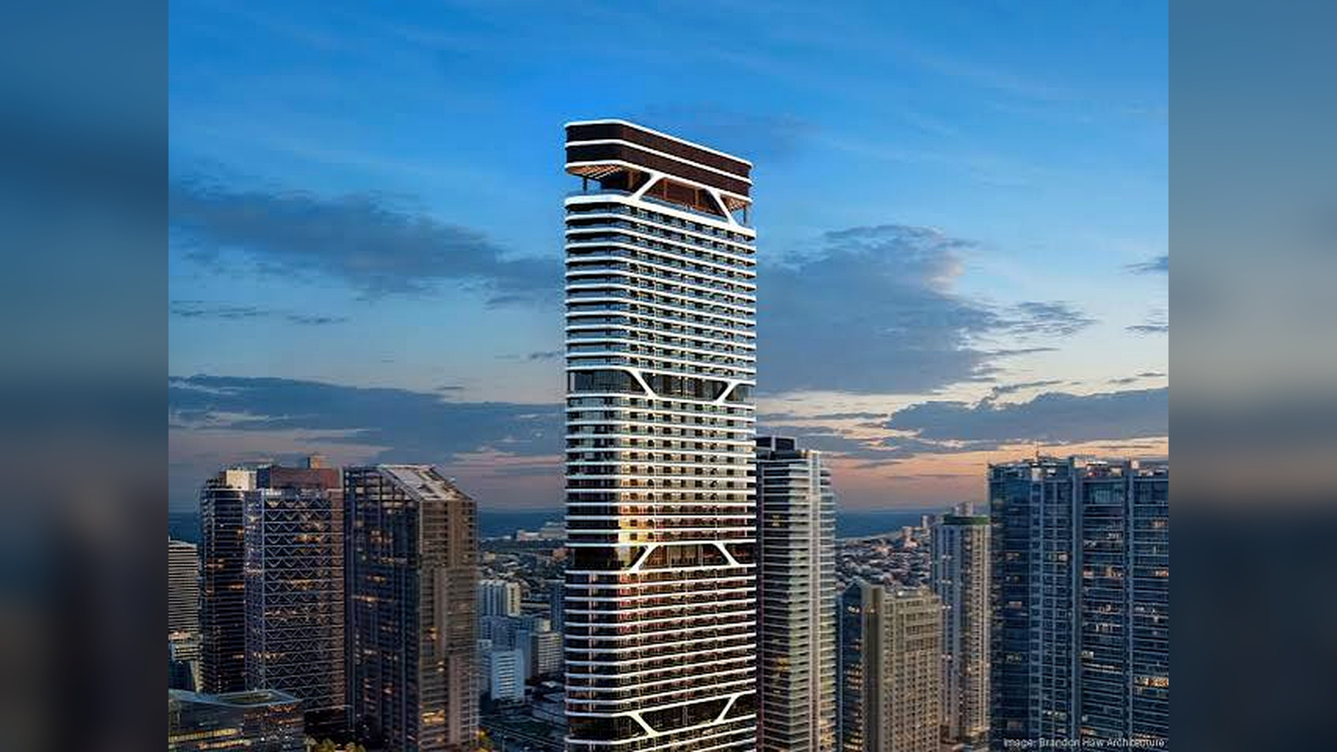 Render de Bugatti Residences Miami, torre de 60 pisos frente al río en Brickell
